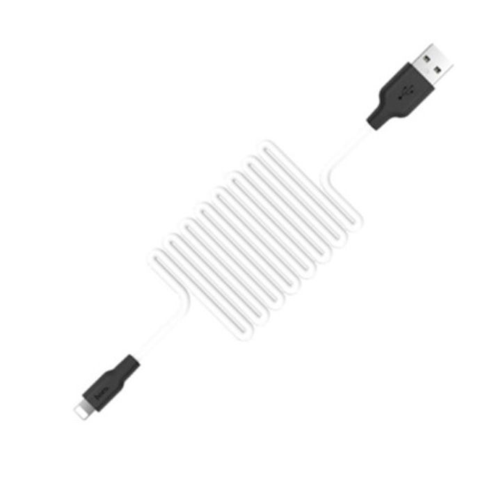 hoco-x21-silicone-lightning-charging-cable-blackwhite-photo-2