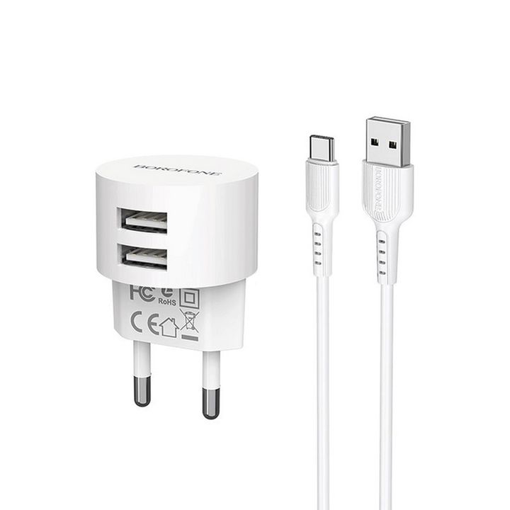 borofone-ba23a-brilliant-dual-port-charger-setmicroeu-white