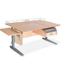 Product image of სამეცადინო მაგიდა 'ერგო' ეკო 75/40R მრგვალი კუთხით, გვერდითა და უკანა თაროთი  და დასაკიდი ტუმბო TCH 07