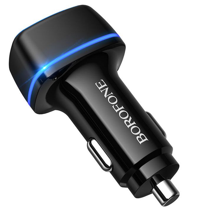 Borofone BZ14 Max dual port ambient light car charger მანქანის დამტენი ...