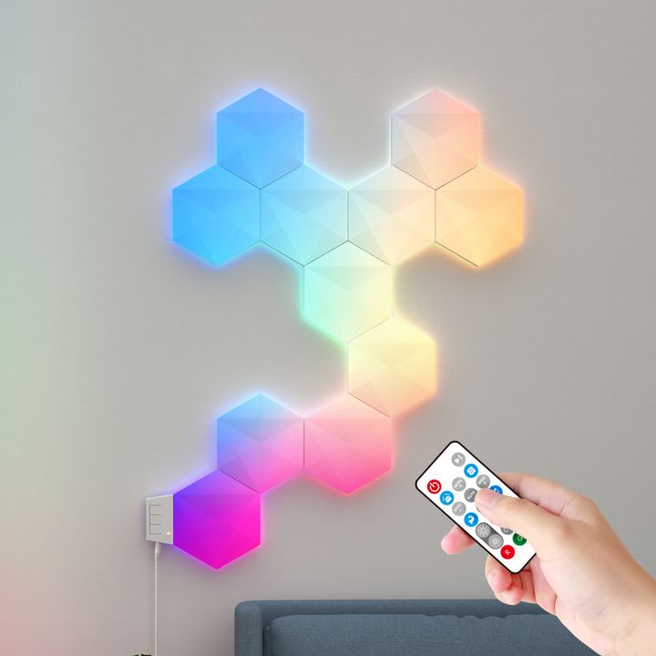 eqvskutkha-magnituri-ganateba-aplikatsiit-khmit-pultit-kontroli-smart-ambient-room-decor-wall-panel-rgb-magic-color-led-hexagon-light-6-tsali-photo-3