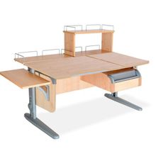 Product image of სამეცადინო მაგიდა 'ერგო' ეკო 75/40R მრგვალი კუთხით, გვერდითა, უკანა ერთ და ორ იარუსიანი თაროთი  და დასაკიდი ტუმბო TCH 04