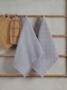 Product image of Manamo  Home  სამზარეულოს პირსახოცი ბამბის ნაცრისფერი ჟაკარის 50x70 სმ (2ც)