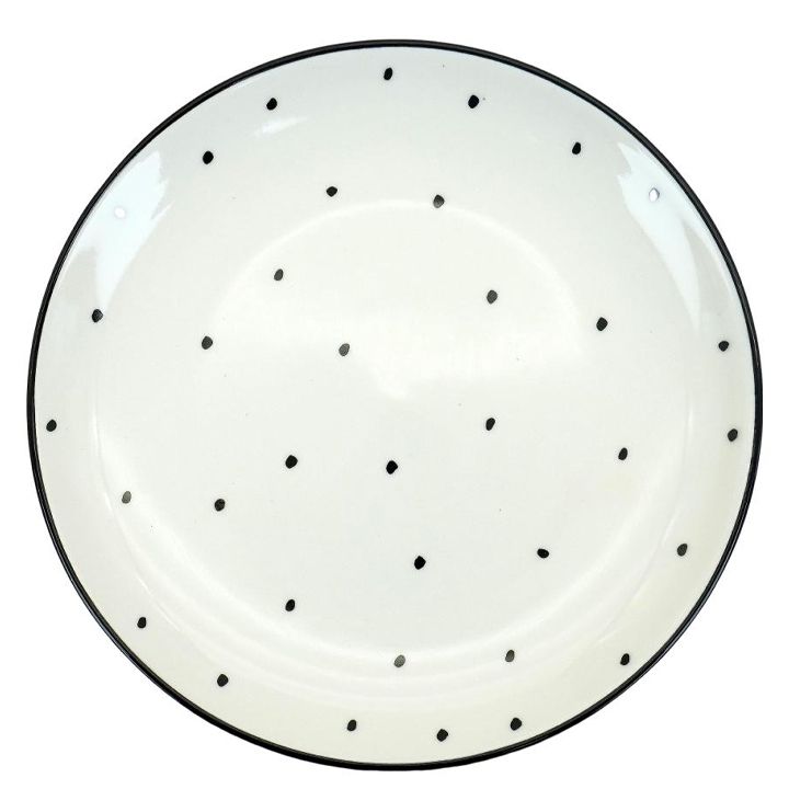 miniso-black-and-white-polka-dot-ceramic-plate-keramikis-tefshi