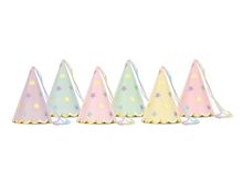 Product image of ქაღალდის ქუდი ვარსკვლავებით 14.5სმ 6ც
