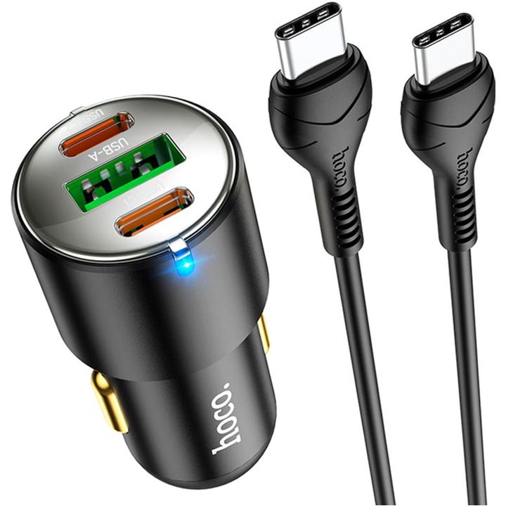 hoco-nz6-pd45w-3-port2c1a-car-charger-settype-c-to-type-c-black