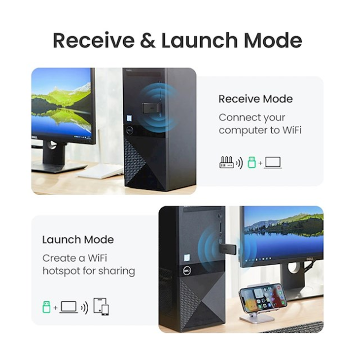 UGREEN CM492 AC1300 Wireless Network Adapter Black Wi-Fi ადაპტერი ...