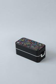 Product image of MINISO Vibrant Graffiti Series Double-Layer Lunch Box 1500mL(Black) საკვების კონტეინერი