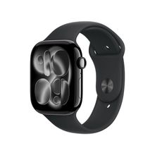 Product image of Apple Watch Series 11 GPS 46mm Jet Black Aluminium Case With Black Sport Band MEUX4 M/L სმარტ საათი