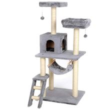 Product image of Sisal Short Plush Stable Cat Tree With Hammock Ladder კატის ხე