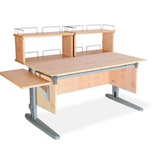 Product image of სამეცადინო მაგიდა ერგო ეკო 120 გვერდითა და უკანა ორი ორ იარუსიანი თაროთი