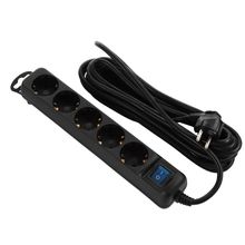 Product image of 2E 5XSchuko 5m switch Black დენის გამანაწილებელი