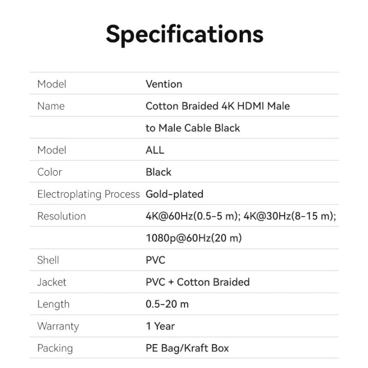vention-allbl-cotton-braided-4k30hz-hdmi-male-to-male-cable-10m-black-hdmi-kabeli-photo-3