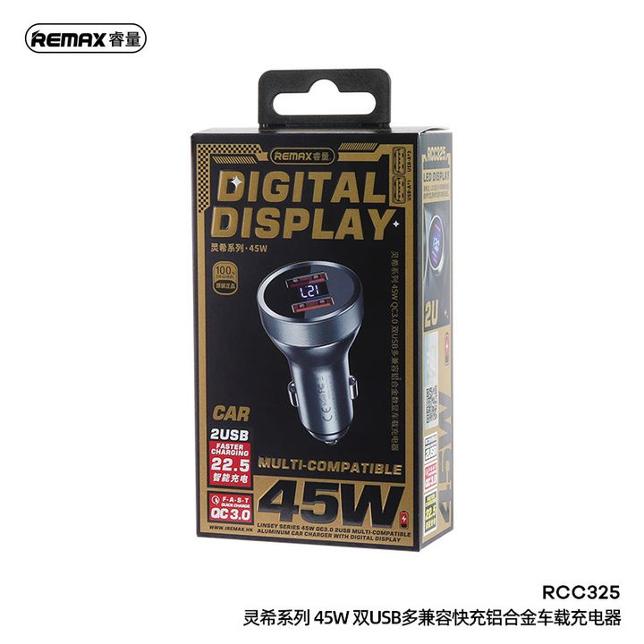 remax-linsey-series-45w-qc30-2usb-multi-compatible-aluminum-car-charger-rcc325-tarnish-manqanis-damteni-photo-3