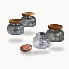 Product image of ორნამენტებიანი ქილების 650მლ ნაკრები აკაციის ხის თავსახურით