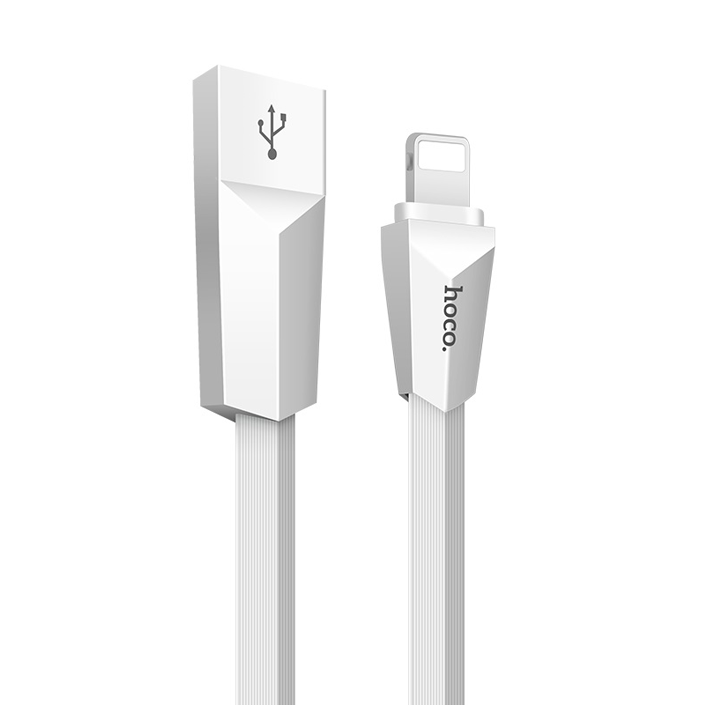 hoco-x4-zinc-alloy-rhombus-lightning-charging-cable-white