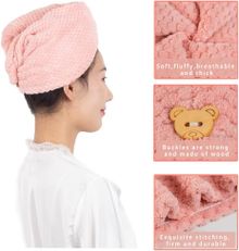 Product image of თმის საშრობი ქუდი/Patterned Absorbent Thick Hair Drying Cap (Pink)