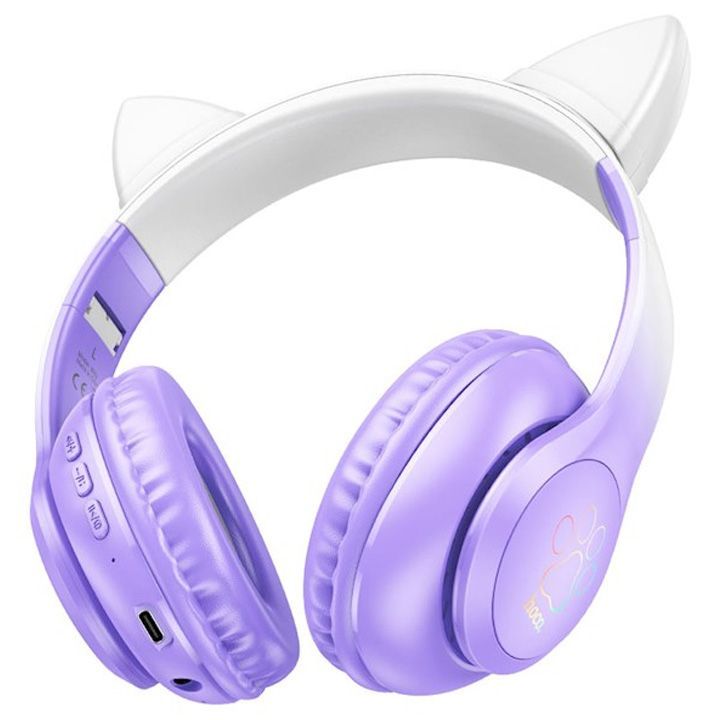 hoco-w42-cat-ears-bt-headphones-wireless-headset-purple-grape-photo-3
