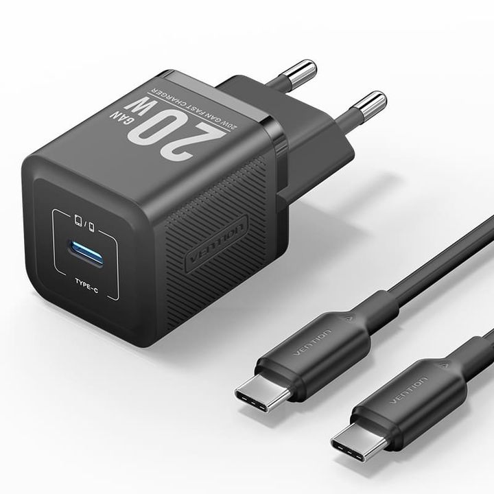 vention-tz-fepb0-eu-01-1-port-usb-c-gan-charger-20w-with-usb-c-to-usb-c-cable-1m-eu-plug-black