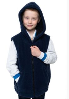 Product image of ჟილეტი საბავშვო კაპიშონით NORD ფერი ინდიგო ლურჯი ნატურალური შალი