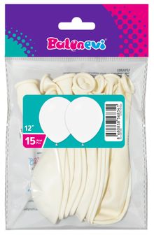 Product image of BALONEVI თეთრი ფერის ბუშტი 30 სმ 15ც