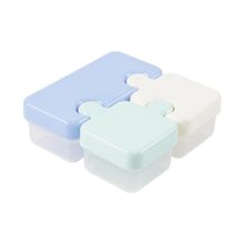 Product image of Three-Color Puzzle Food Container Set (3 pcs)(Blue, White, Green) საკვების კონტეინერი