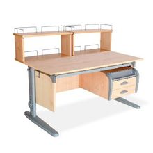 Product image of სამეცადინო მაგიდა ერგო ეკო 120 ტუმბოთი და უკანა ორი ორ იარუსიანი თაროთი