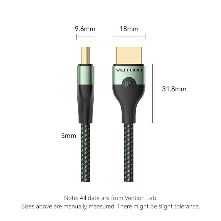 vention-alogg-cotton-braided-ultra-thin-hdmi-a-male-to-male-hd-cable-8k-15m-green-aluminum-alloy-type-hdmi-kabeli-photo-3