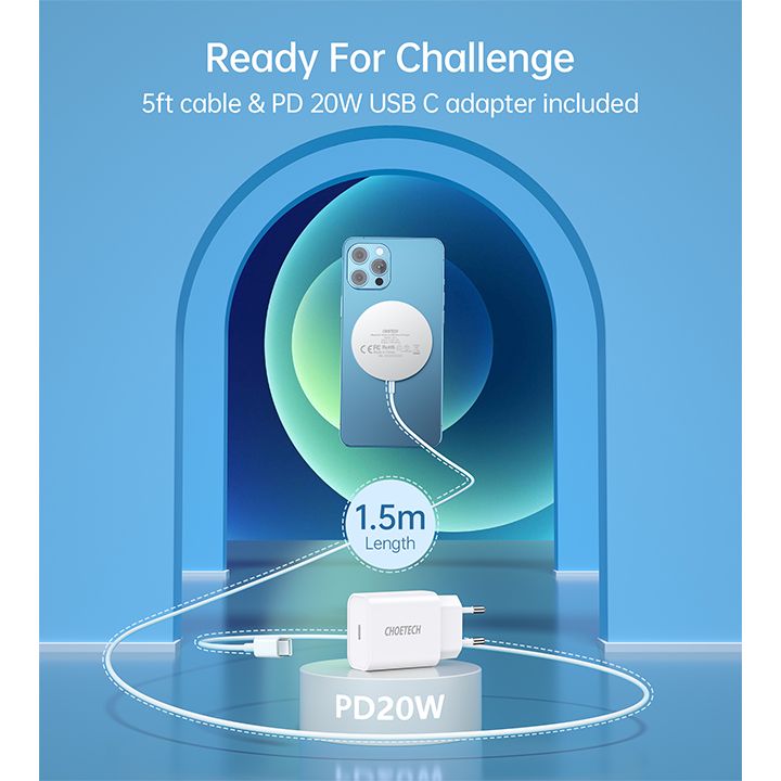 Choetech T517F 15W Wireless Charger Pad მაგნიტური უსადენო