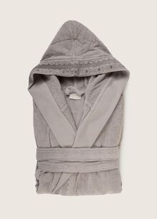 Product image of BLEN BORDER JACQUARD HOODED BATHROBE GREY 1 ხალათი