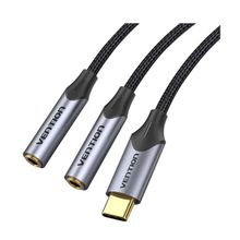 Product image of BGNHY USB-C Male to Dual 3.5MM Jack VENTION Earphone Adapter 0.3M Gray Aluminum Alloy Type აუდიო კაბელი