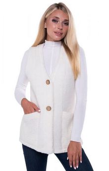 Product image of ჟილეტი 'ოფის ლაითი' ნატურალური შალი ვანილი თეთრი