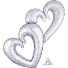 Product image of გიგანტური ფოლგირებული ბუშტი გულები ვერცხლისფერი 134სმ x 91სმ