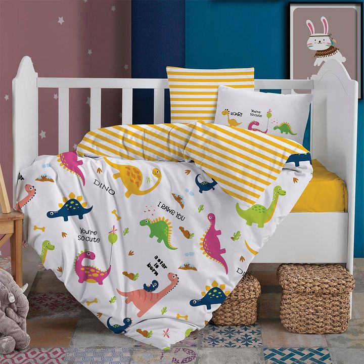 altinbasak-dino-on-ranforce-baby-bedding-set-whiteyellow-sabavshvo-tetreulis-nakrebi