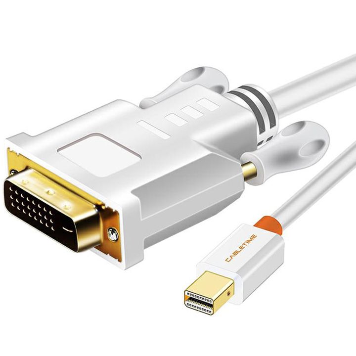 cabletime-ct-av588-04g-w18-cabletime-mini-dp-to-dvi-cable-mini-dp-male-to-dvi-241-malesupport-full-hd-19201080p-gold-plated-white