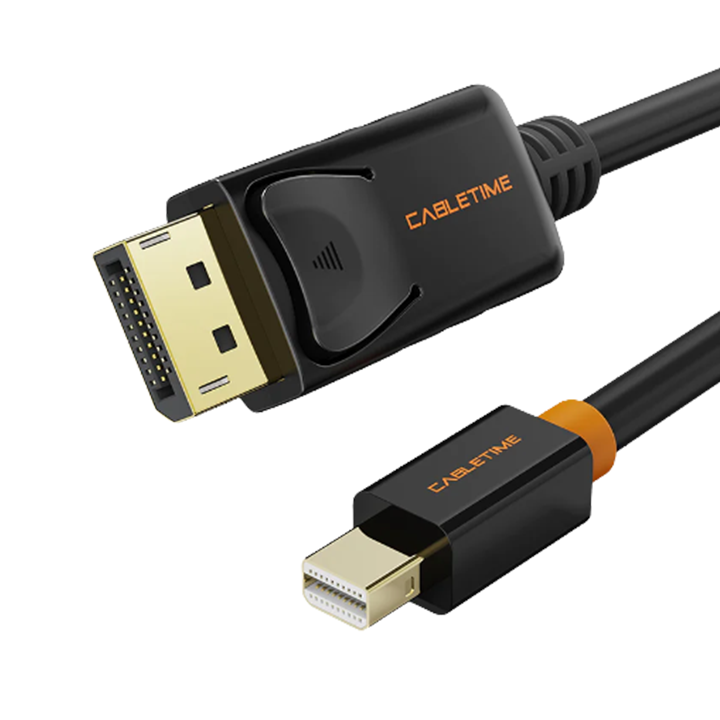 cabletime-ct-av588-02g-w3-mini-displayport-to-displayport-cable-cabletime-mini-dp-to-dp-cable-adapter-4k-resolution-ready-white