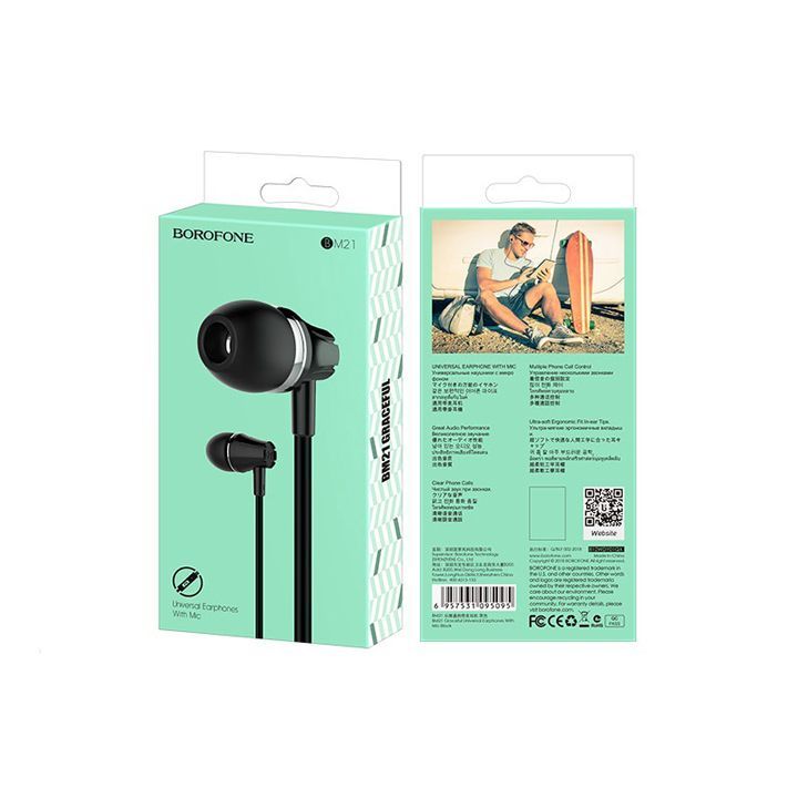 borofone-bm21-graceful-universal-earphones-with-mic-black-photo-2