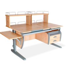 Product image of სამეცადინო მაგიდა ერგო უნივერსალი SUT17 - ტუმბოთი, გვერდითა ერთ და უკანა ორი ორ იარუსიანი თაროთი