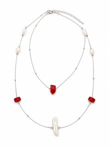 Product image of ვერცხლის ყელსაბამი მარჯანი/მარგალიტი