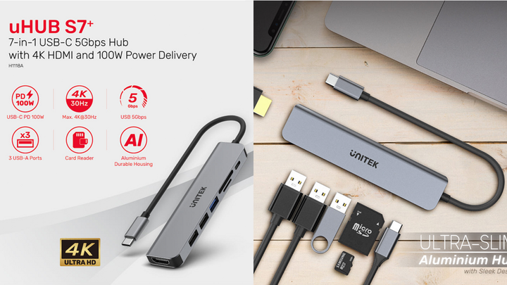 unitek-h1118a-7in1-gadamqvani-habi-usb-c-to-tfsd-usb-3020-pd-100w-hdmi-photo-2