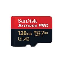 Product image of SanDisk 128GB Extreme PRO MicroSD/XC UHS-I Card 200MB/S V30/4k Class 10/Adapter SDSQXCD-128G-GN6MA მეხსიერების ბარათი