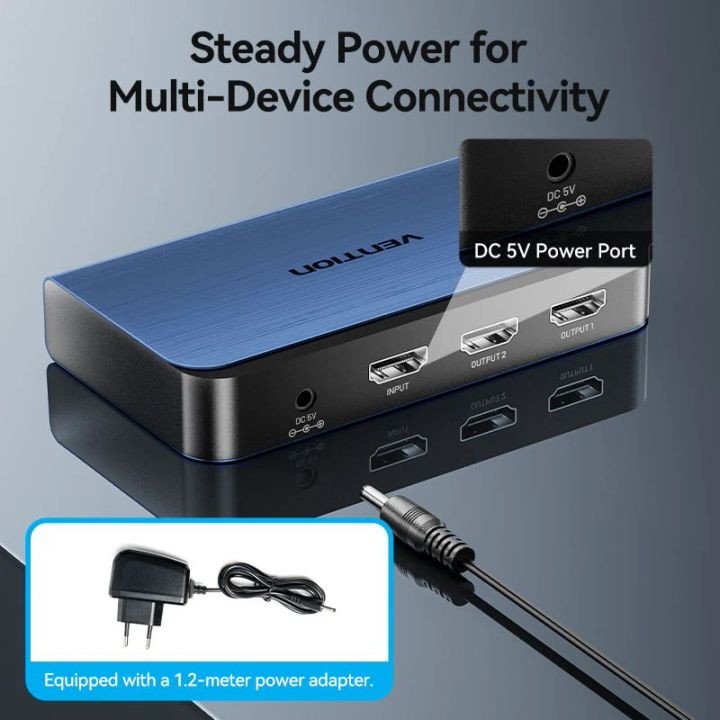 vention-akel0-eu-1-in-2-out-hdmi-splitter-blue-aluminum-alloy-type-eu-standard-4k60hz-photo-2