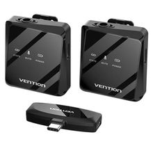 Product image of VENTION NCBB0 USB-C 2-Pack Wireless Lavalier Microphone Black Type მიკროფონი