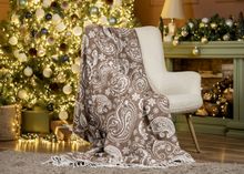 Product image of Manamo  Paisley Flower  მოსახური პლედი ბამბა აკრილის ყავისფერი/კრემისფერი  120x160 სმ