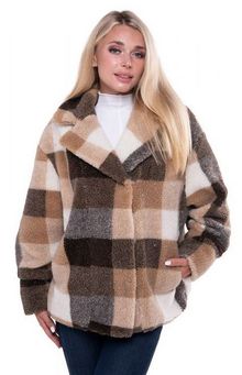 Product image of ქურთუკი ECO-BOHO ნატურალური შალი უჯრედული ყავისფერი