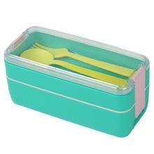 Product image of MINISO Striped Series Double-Layer Lunch Box 750მლ (Green) კონტეინერი