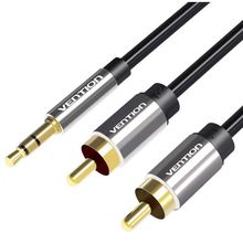 Product image of VENTION BCFBG 3.5mm Male to 2RCA Male Audio Cable 1.5M Black Metal Type