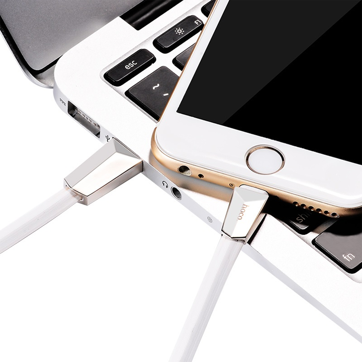 hoco-x4-zinc-alloy-rhombus-lightning-charging-cable-white-photo-4