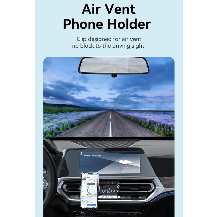 vention-kctb0-auto-clamping-car-phone-mount-with-duckbill-clip-black-square-fashion-type-photo-3