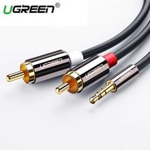 Product image of აუდიო კაბელი UGREEN AV116 (10590) 3.5mm to 2 RCA audio cable adapter male to male 3.5mm Audio Line to dual lotus head line 2 rca Aux Audio Cable 3m (Black)